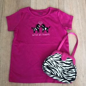 Gymboree T-shirt and matching zebra print purse.